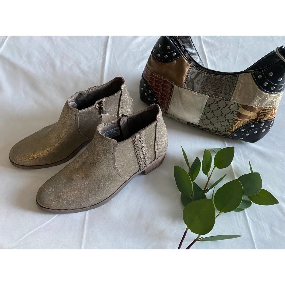 Leather Booties Size 7.5 by Reef Waterproof Shimmery Taupe NEW